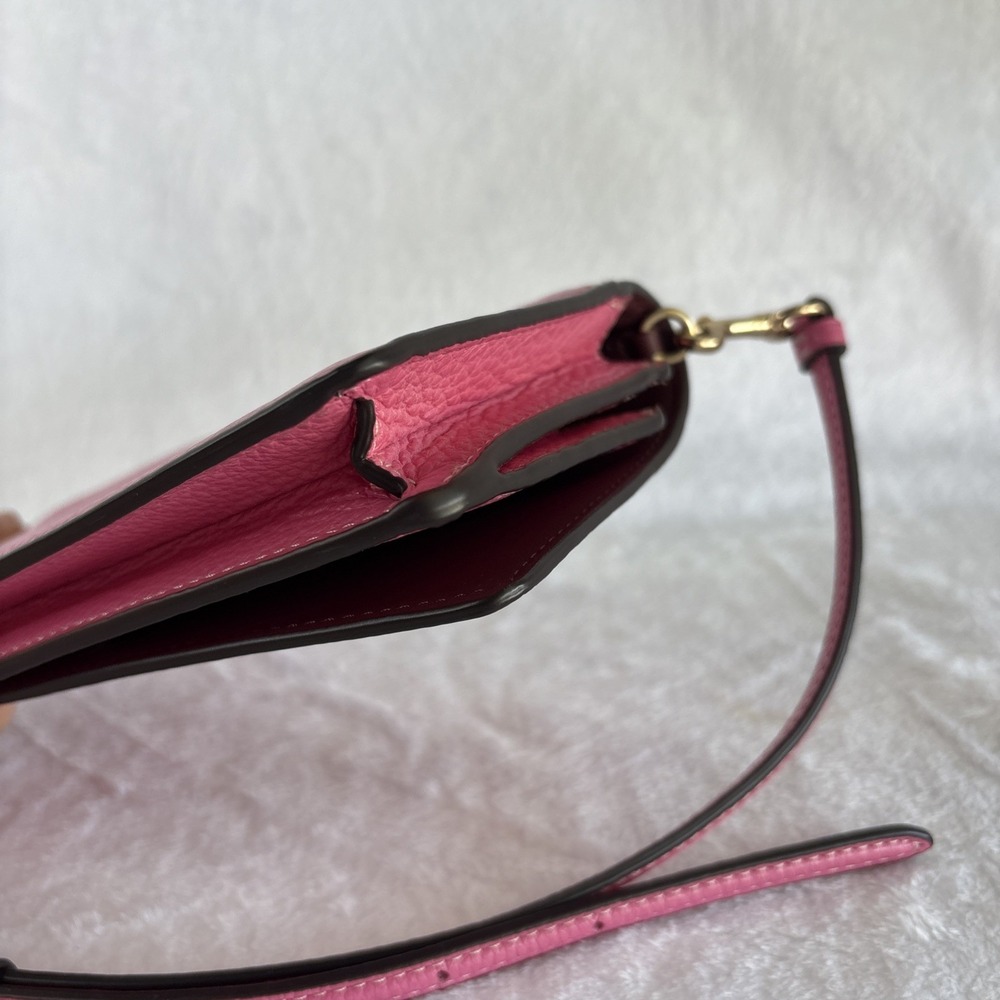 COACH Anna Foldover Crossbody Clutch Pink Pebble Leather Trompe L'oeil CH181 - Picture 7 of 16